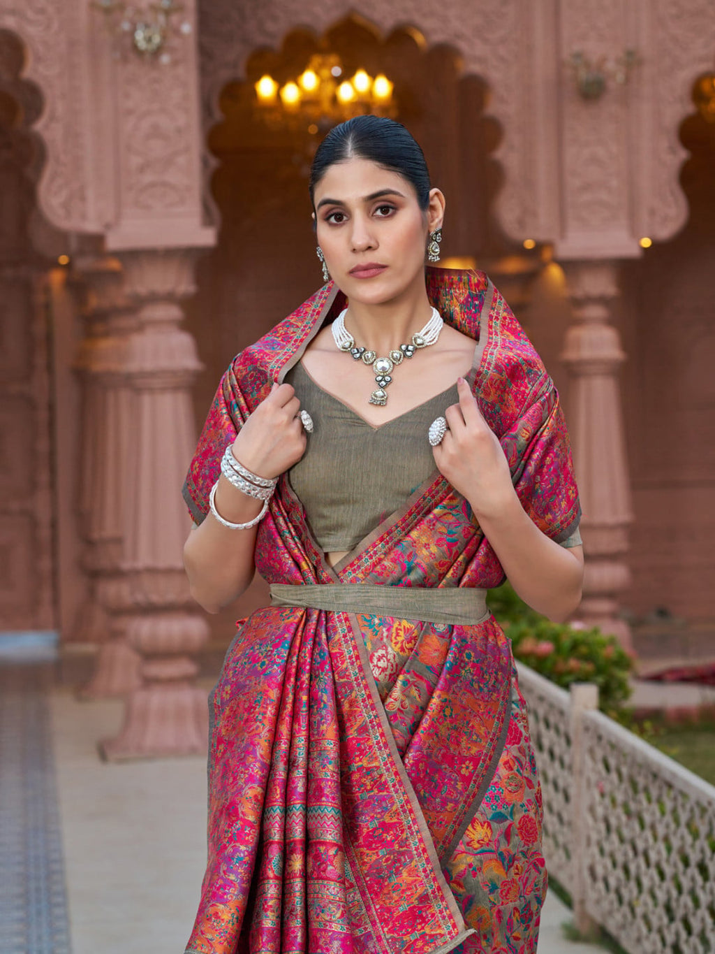 Multicolour Pashmina Silk Woven Saree