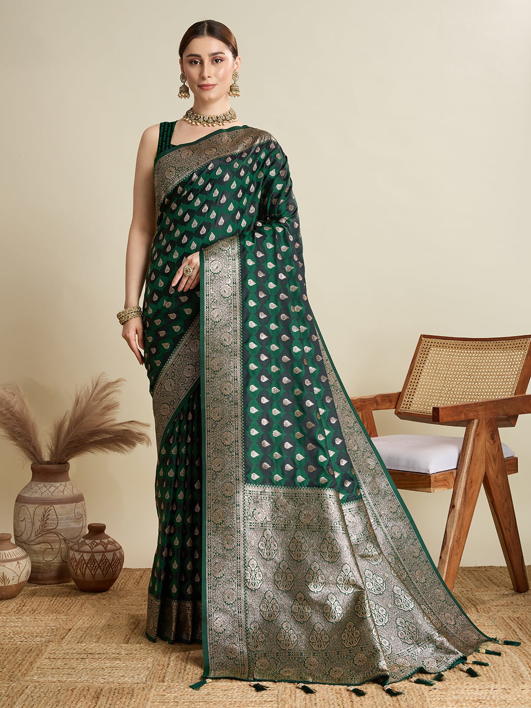 Emerald Green Soft Silk Saree