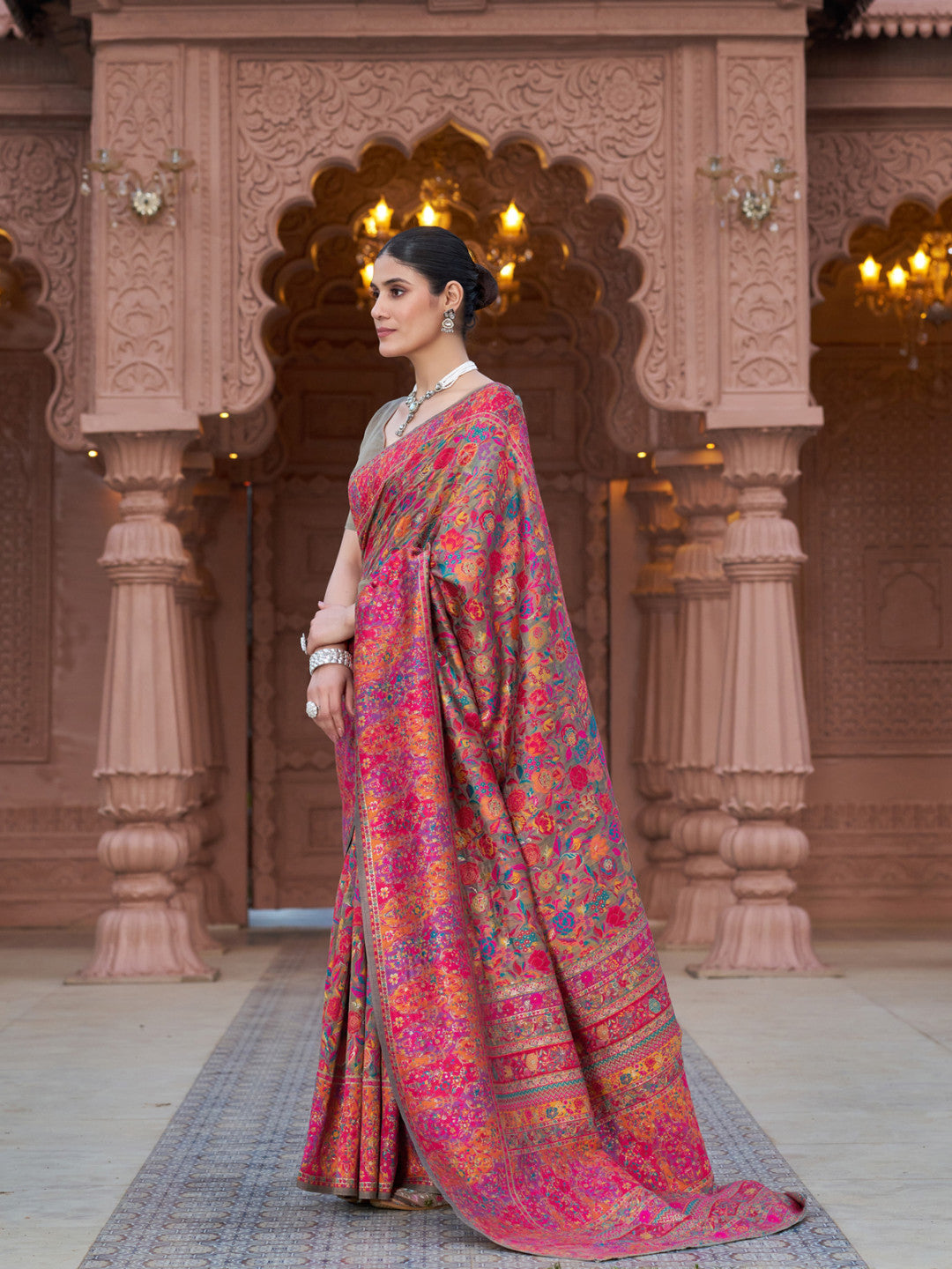 Multicolour Pashmina Silk Woven Saree