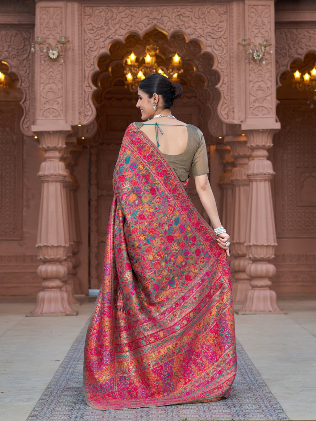 Multicolour Pashmina Silk Woven Saree