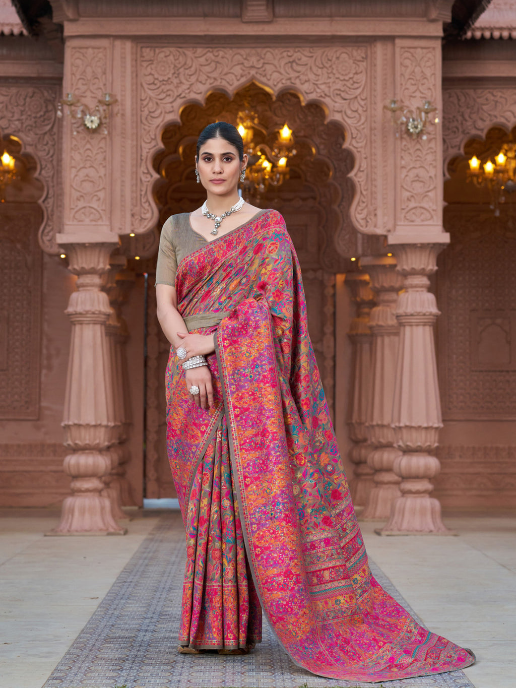 Multicolour Pashmina Silk Woven Saree