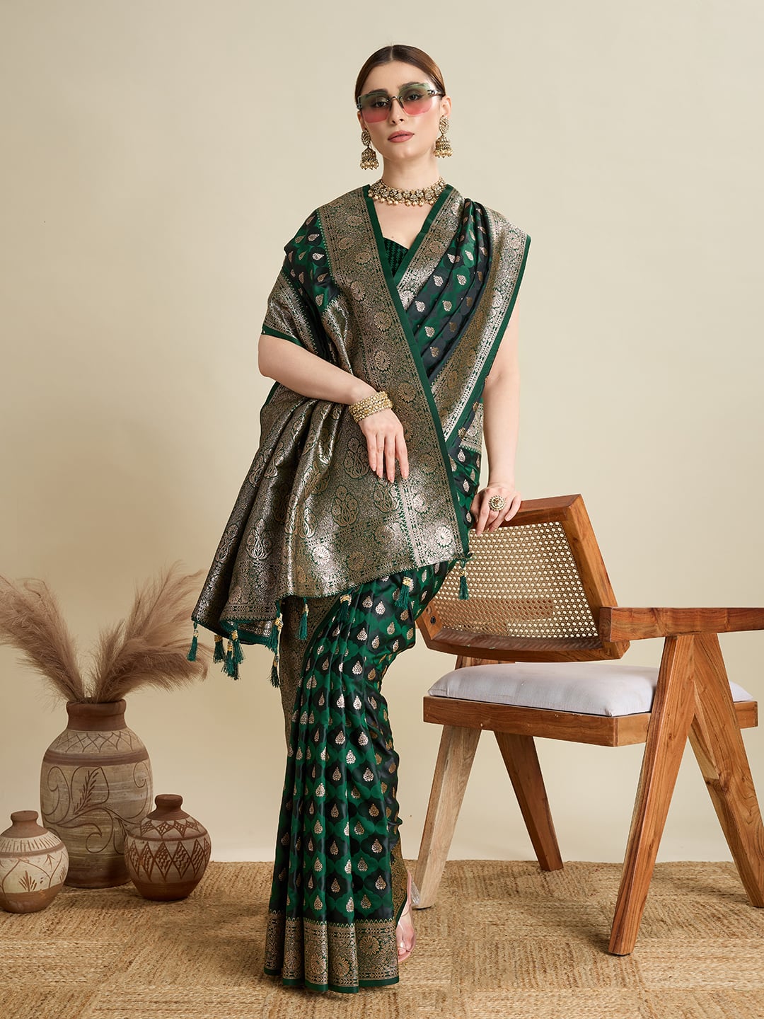 Emerald Green Soft Silk Saree