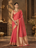 Gajri Pink Tissue Silk Saree