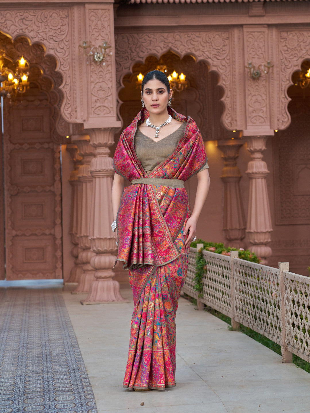 Multicolour Pashmina Silk Woven Saree