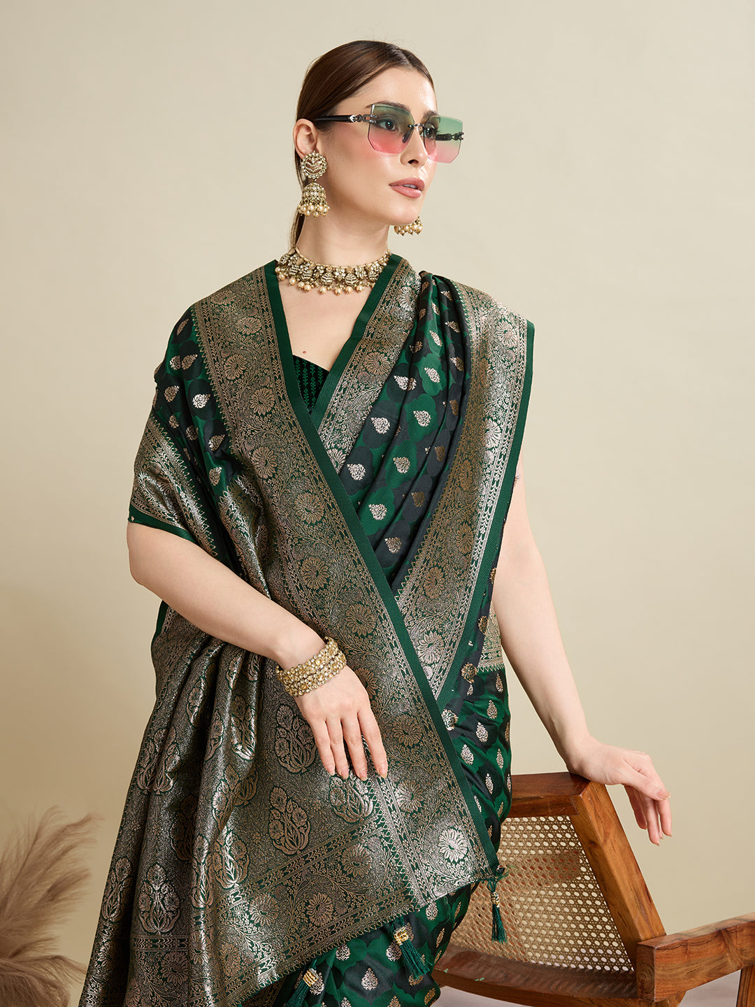 Emerald Green Soft Silk Saree